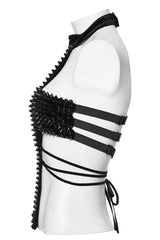 womens black studded bra top