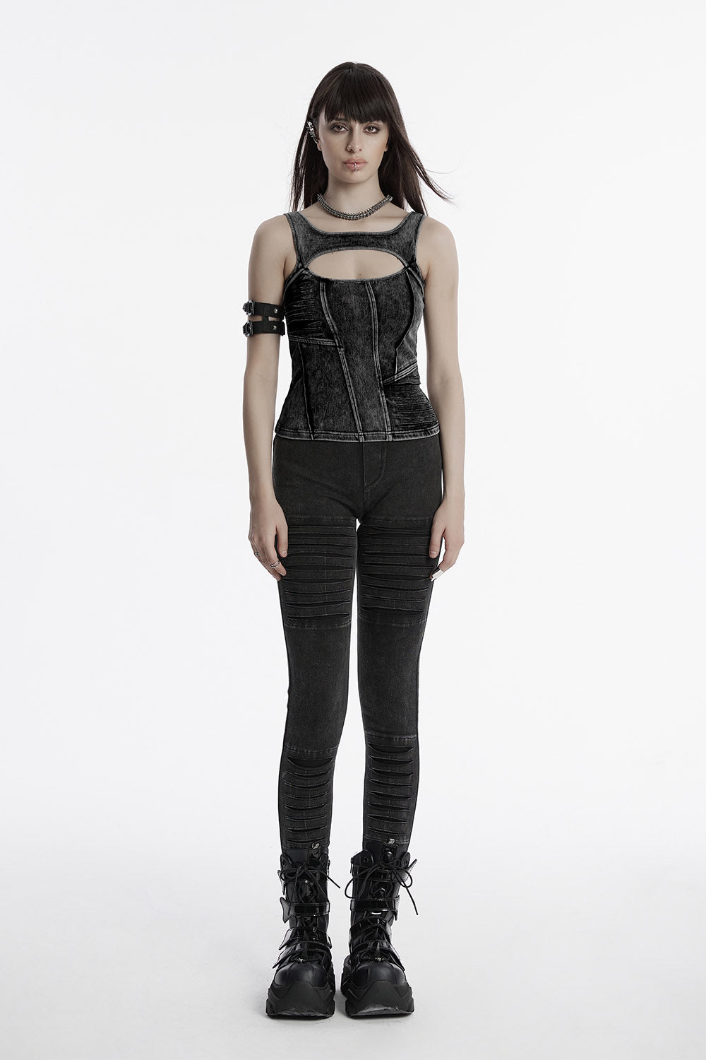 s*e様 Dries Van Notten 23ss rave vest Lサイ Punk Rave Men Black Gothic Cyberpunk Vest Summer Sleeveless