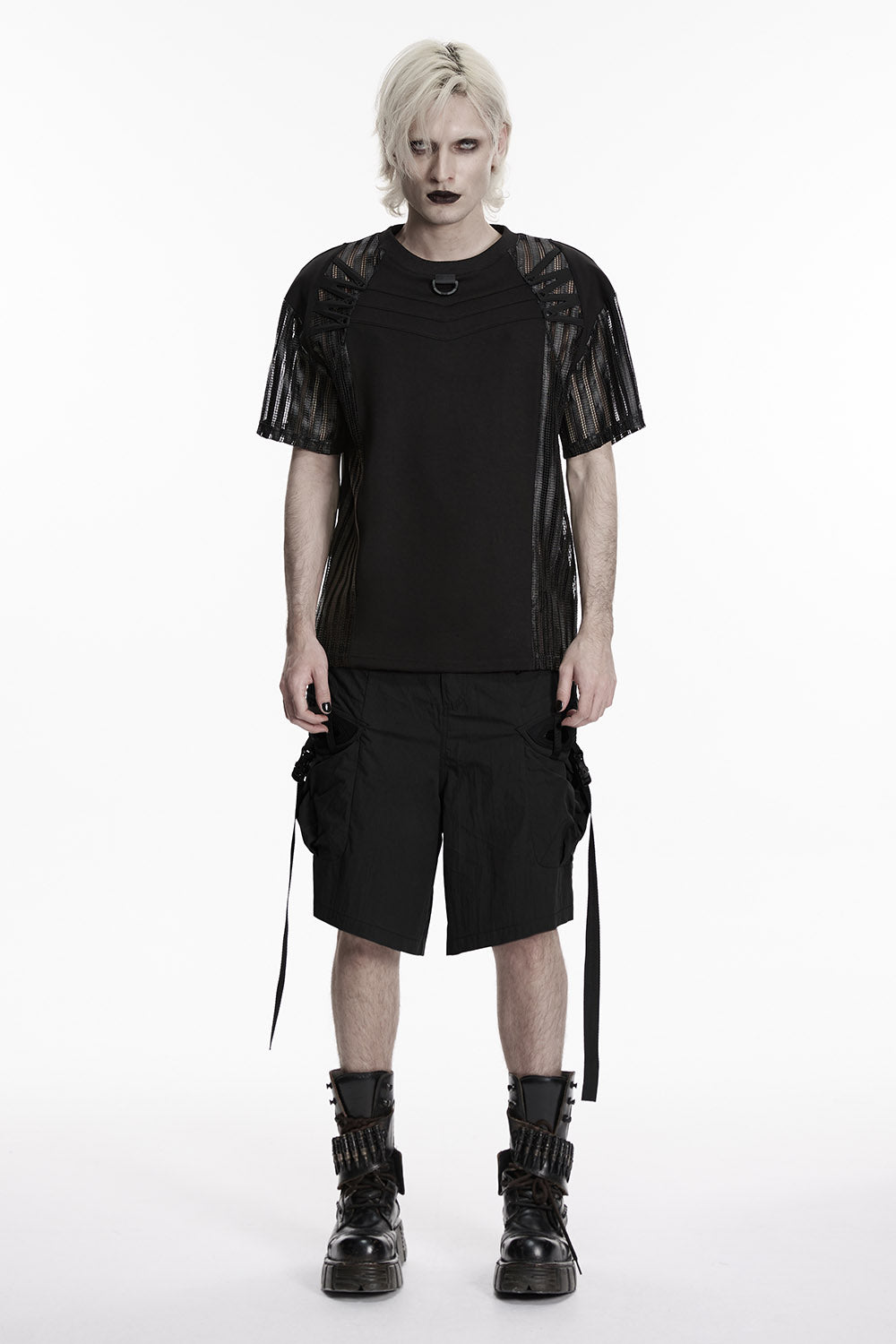 punk mens short sleeve mesh shirt