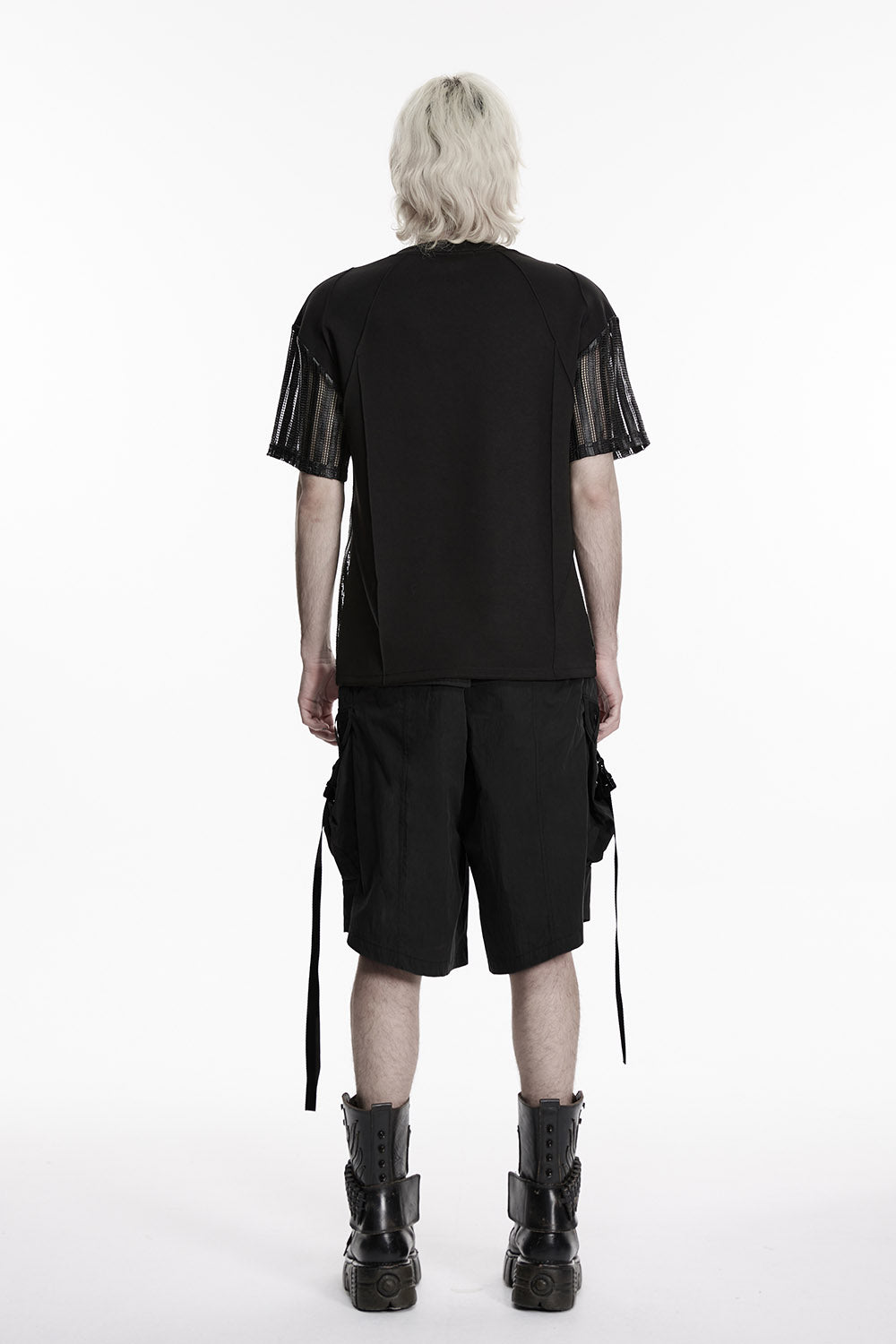 mens short sleeve mesh shirt with sheer details 