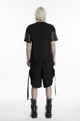 mens short sleeve mesh shirt with sheer details 