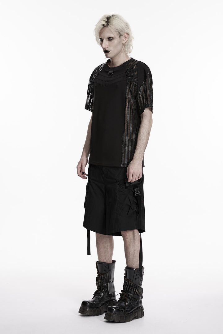 mens short sleeve mesh shirt with d-rings 