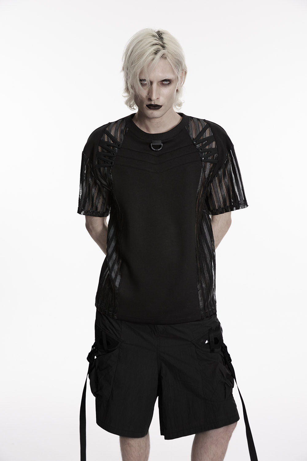 gothic mens short sleeve mesh shirt