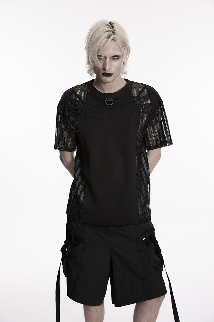 gothic mens short sleeve mesh shirt