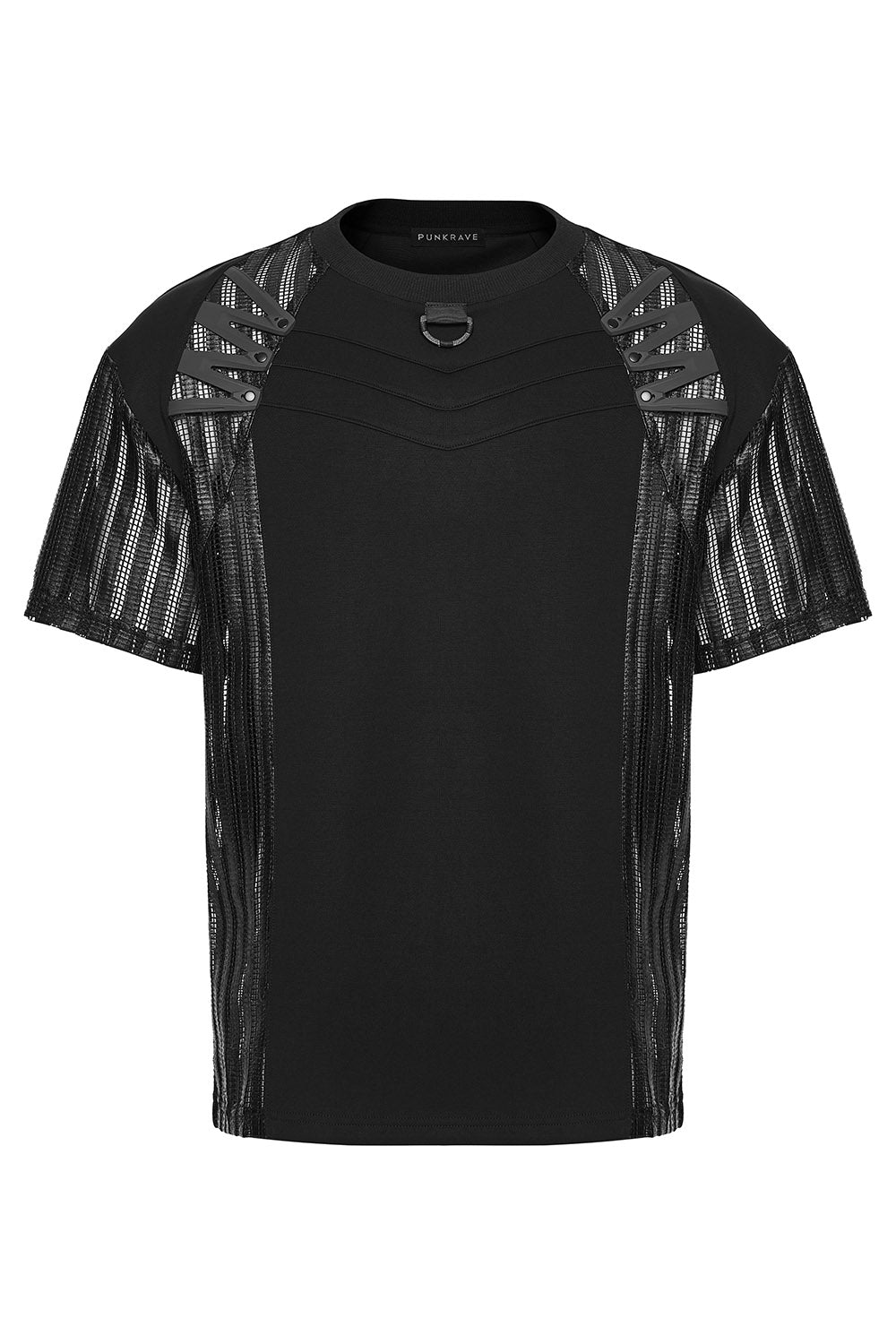 mens short sleeve mesh shirt with netted panels 