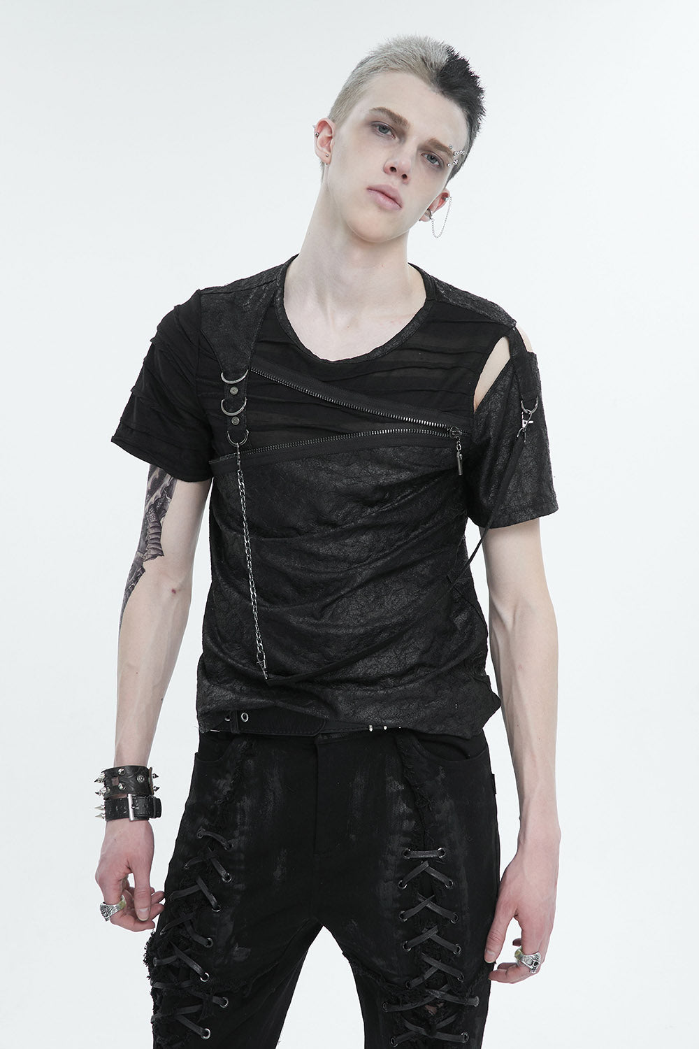 mens grunge cutout shirt