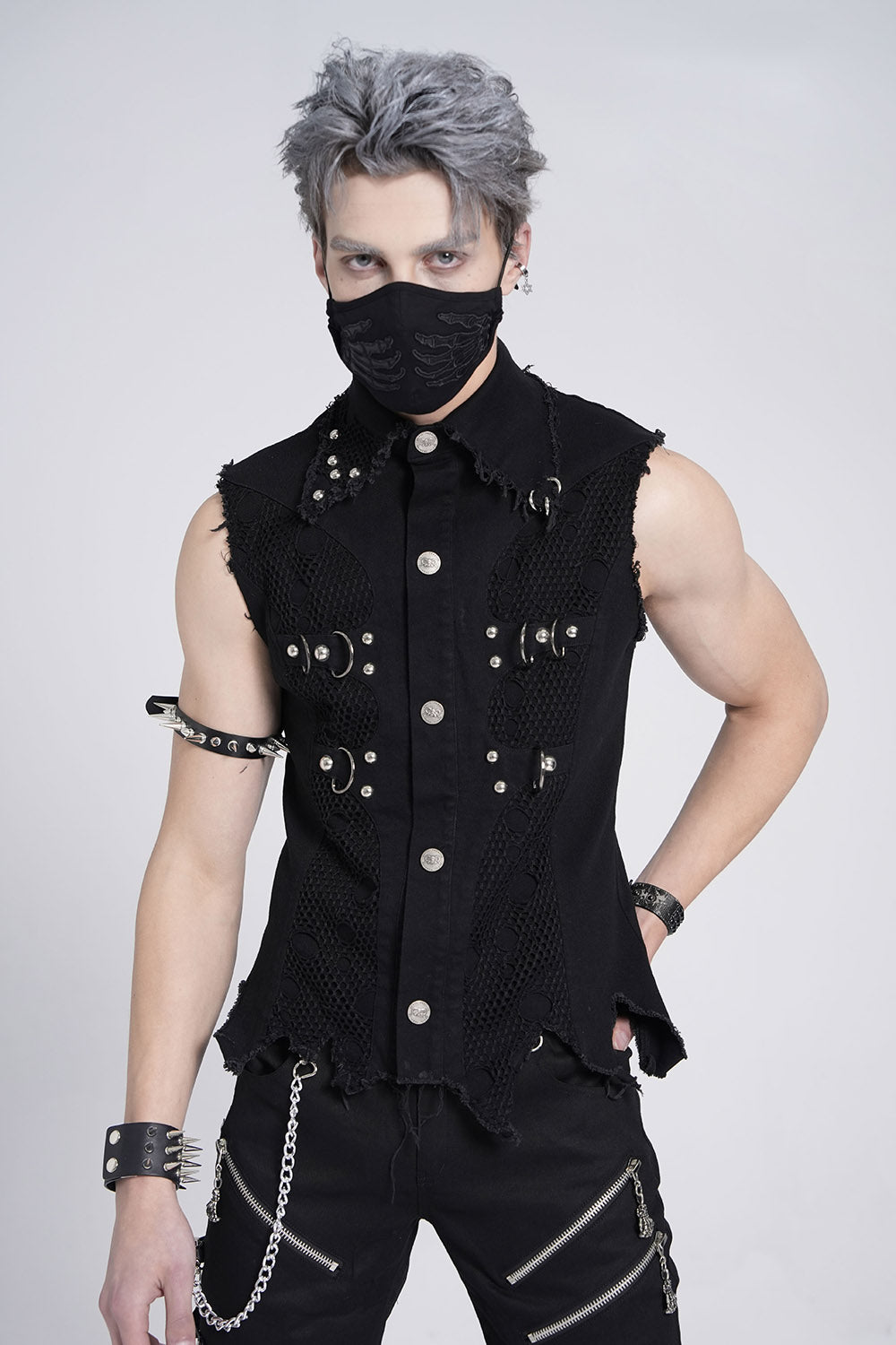 punk rock mens distressed sleeveless shirt