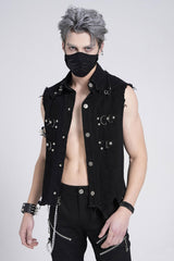 mens distressed sleeveless shirt