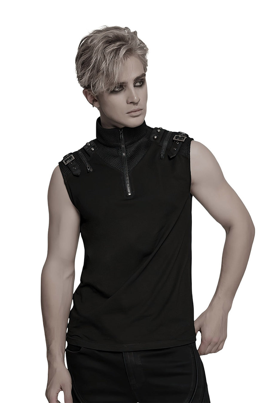 mens black raver tank top