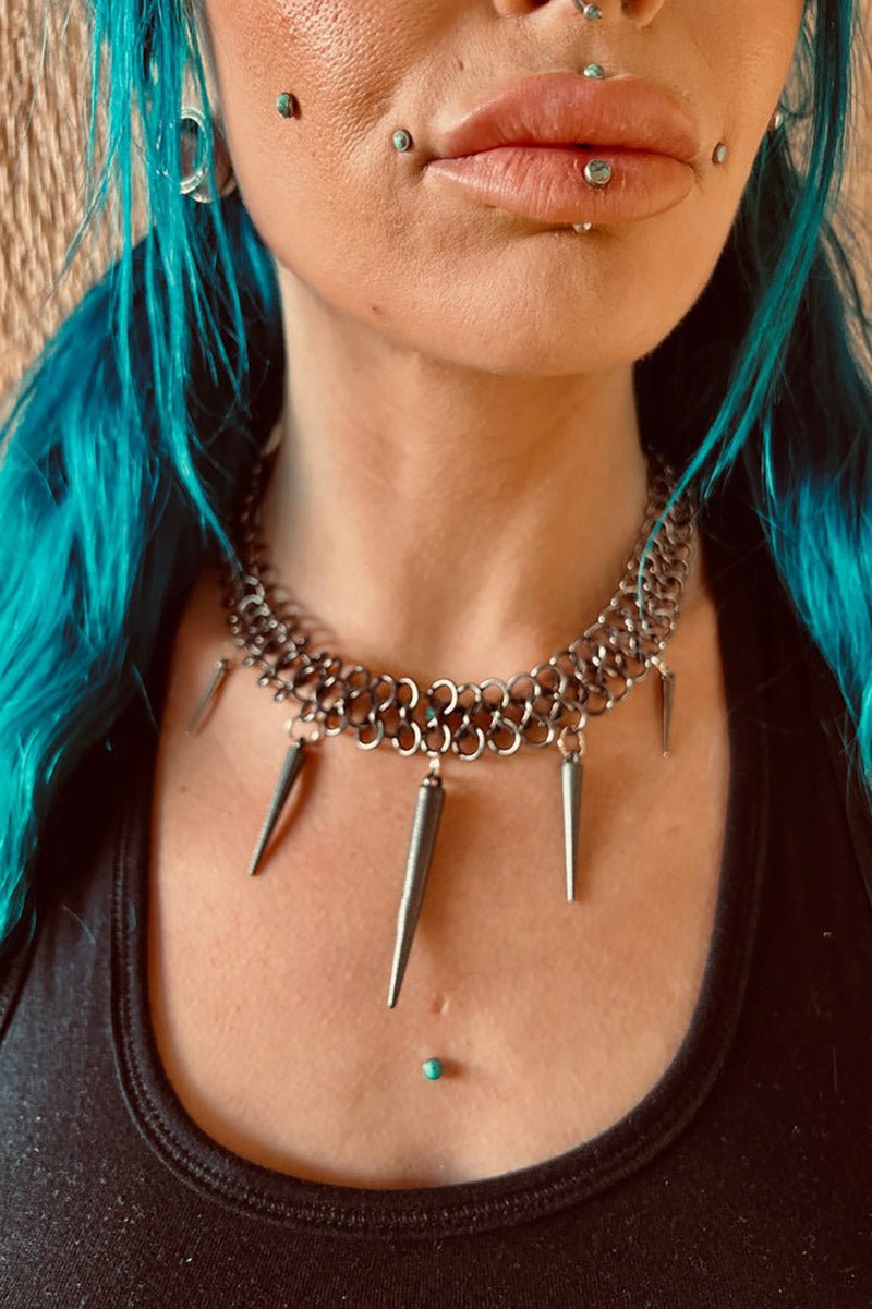 Gun Metal Spike Necklace