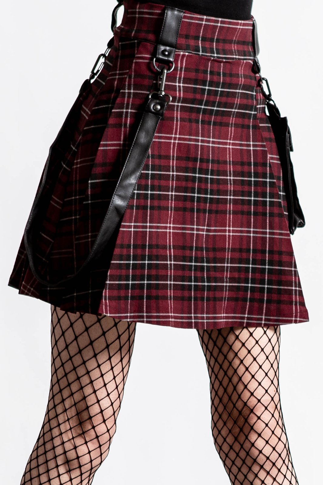 Gunner Pleated Skirt [BLOOD TARTAN] - skirts - VampireFreaks - Killstar