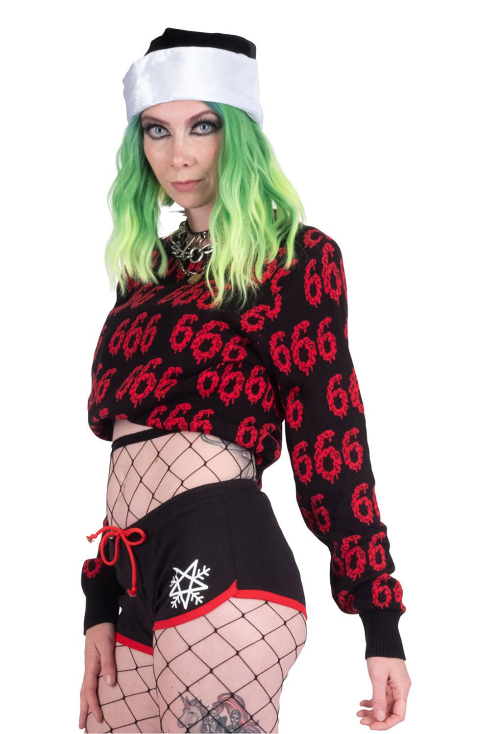 Hail Santa Bat Baph Short Shorts [Black Red] - womens bottoms - VampireFreaks - Too Fast