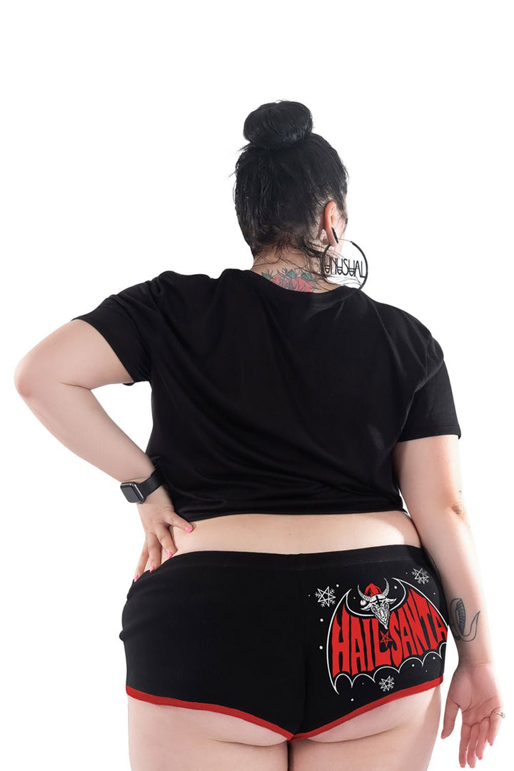 Hail Santa Bat Baph Short Shorts [Black Red] - womens bottoms - VampireFreaks - Too Fast