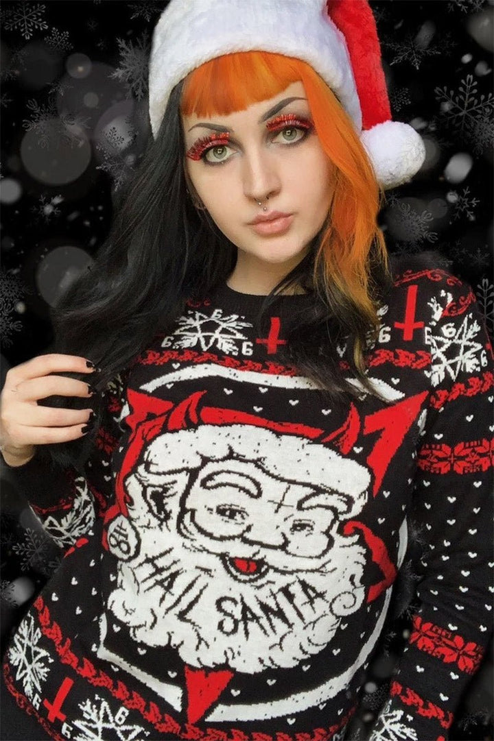 Hail Santa Christmas Sweater - mens outerwear - VampireFreaks - Too Fast