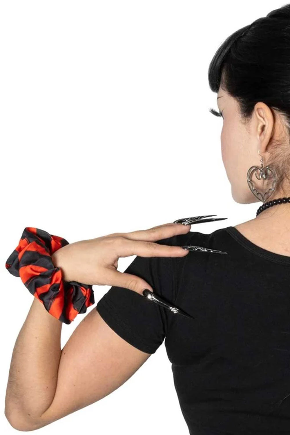 bold black-and-red striped scrunchie from Kreepsville