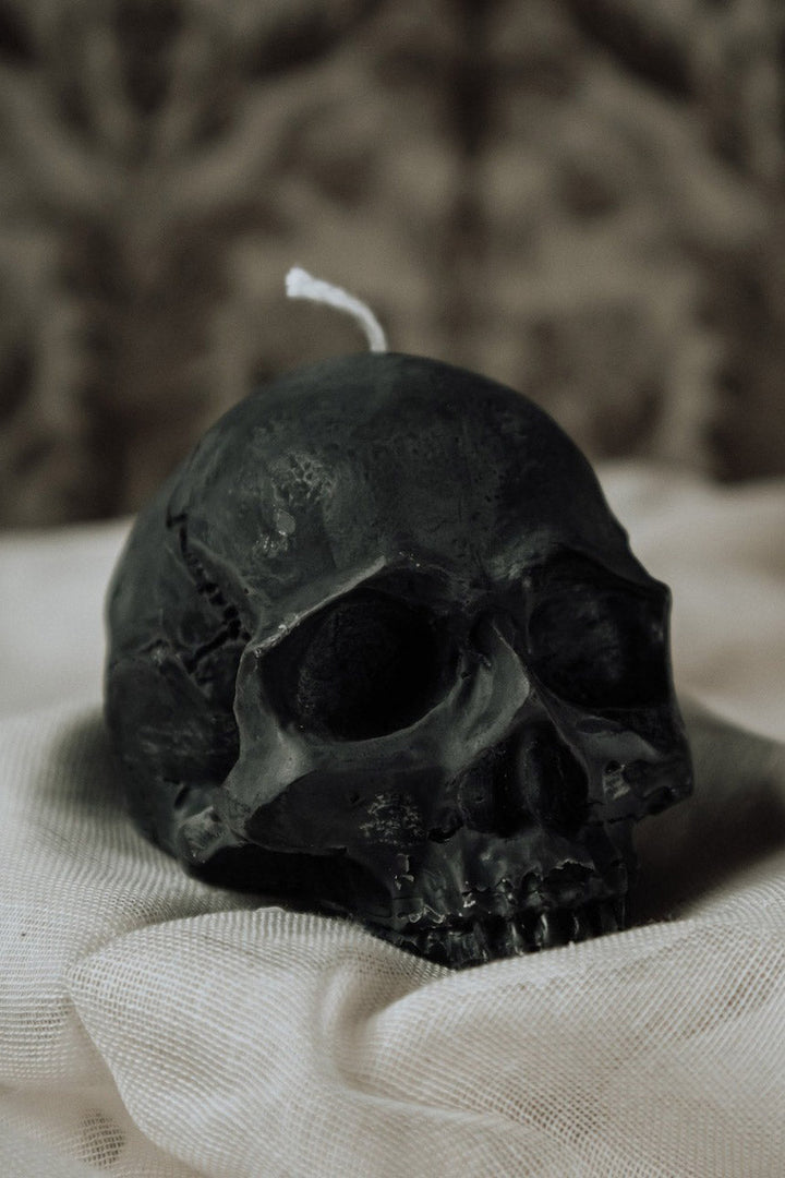 Half Skull Pillar Candle [Black] - housewares - VampireFreaks - A Pleasant Thought