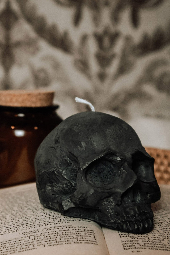 Half Skull Pillar Candle [Black] - housewares - VampireFreaks - A Pleasant Thought