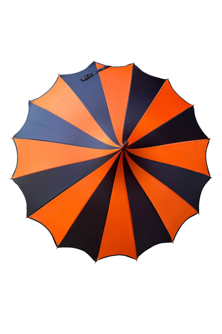 Halloween Batwing Pagoda Umbrella [BLACK/ORANGE STRIPED] - umbrellas - VampireFreaks - VampireFreaks