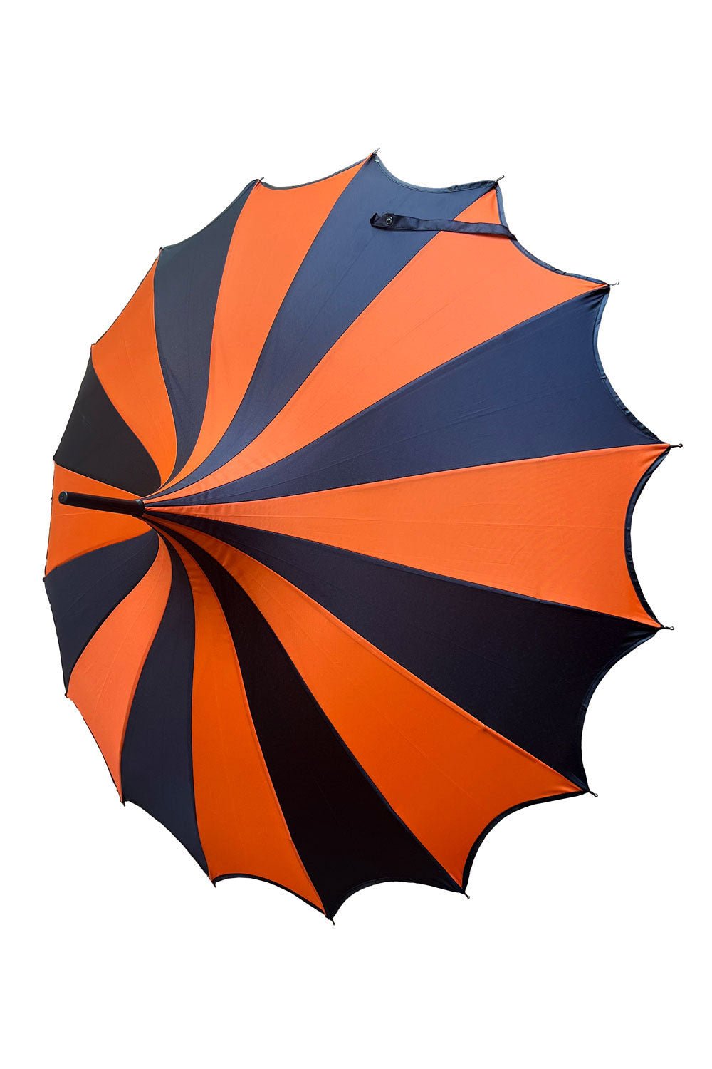 Halloween Batwing Pagoda Umbrella [BLACK/ORANGE STRIPED] - umbrellas - VampireFreaks - VampireFreaks