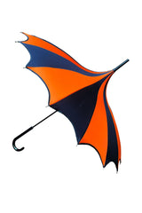 Halloween Batwing Pagoda Umbrella [BLACK/ORANGE STRIPED] - umbrellas - VampireFreaks - VampireFreaks