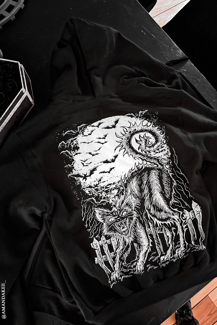 Halloween Cat Hoodie [BLACK/WHITE] - mens outerwear - VampireFreaks - VampireFreaks