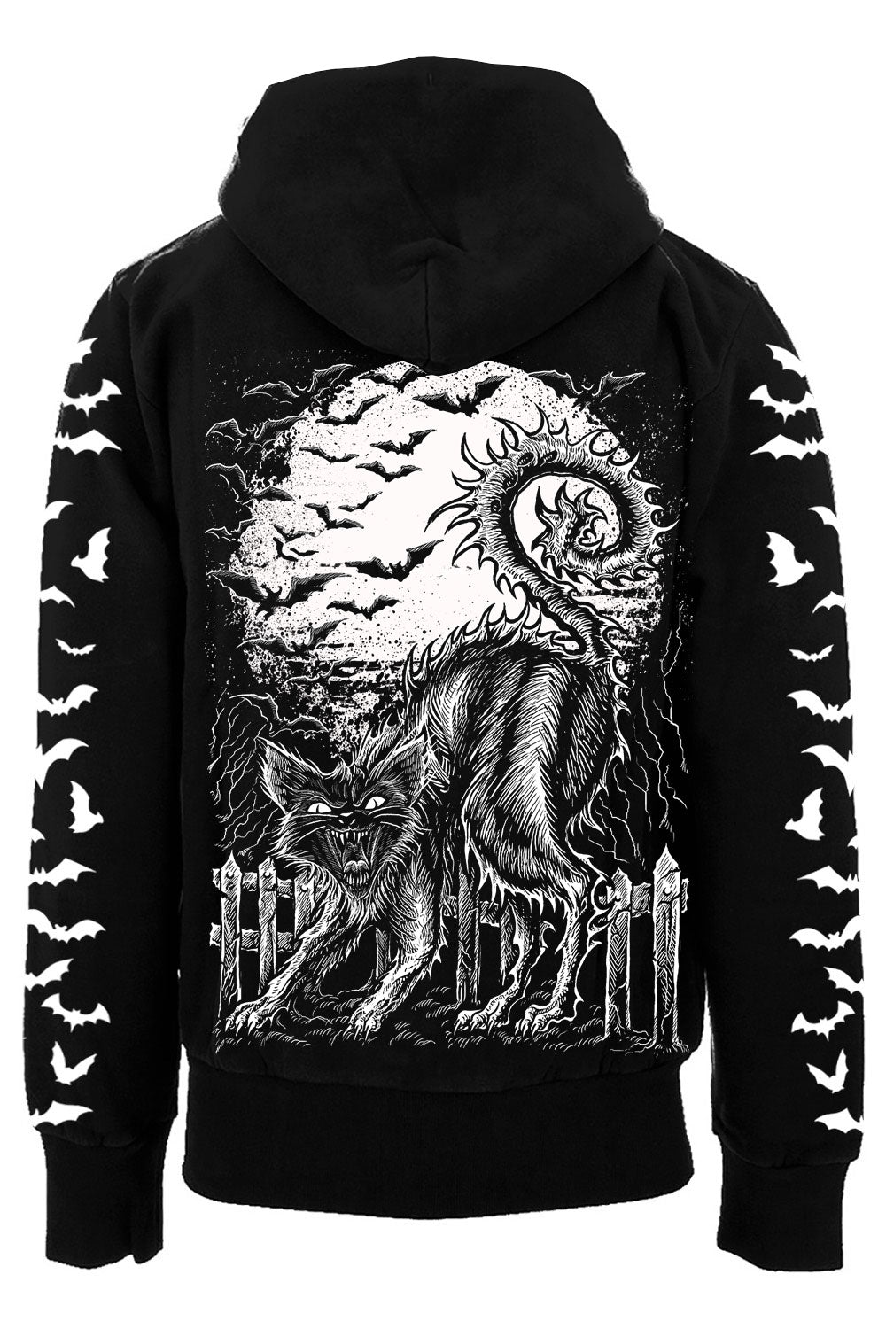 Halloween Cat Hoodie [BLACK/WHITE] - mens outerwear - VampireFreaks - VampireFreaks