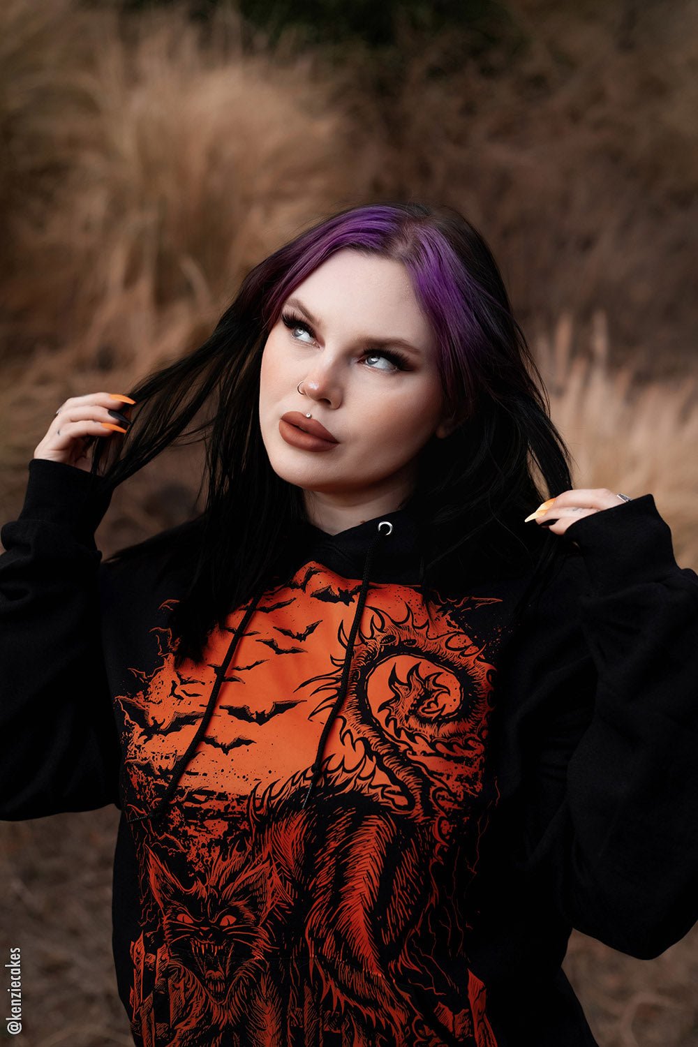 Halloween Cat Hoodie [PUMPKIN ORANGE] [Zipper or Pullover] - mens outerwear - VampireFreaks - VampireFreaks