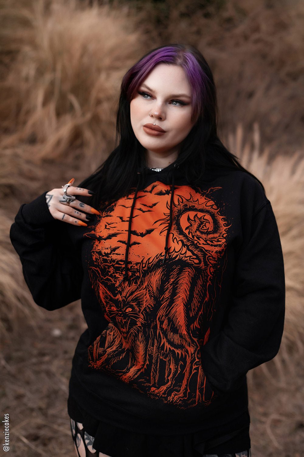 Halloween Cat Hoodie [PUMPKIN ORANGE] [Zipper or Pullover] - mens outerwear - VampireFreaks - VampireFreaks