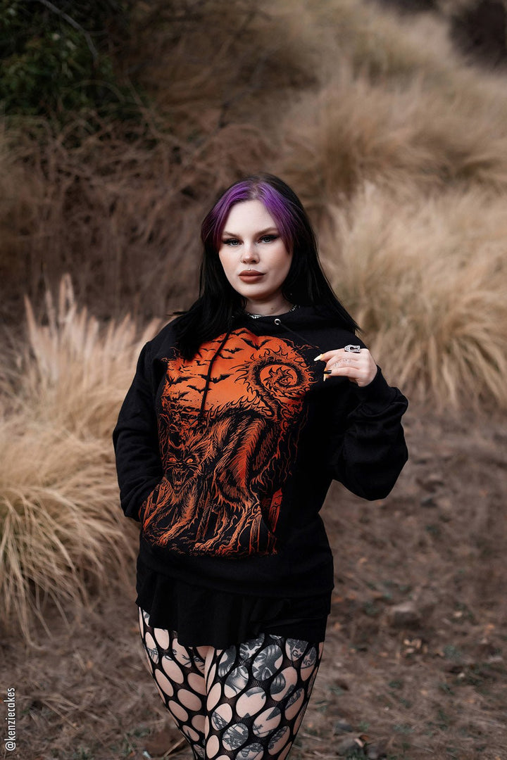 Halloween Cat Hoodie [PUMPKIN ORANGE] [Zipper or Pullover] - mens outerwear - VampireFreaks - VampireFreaks