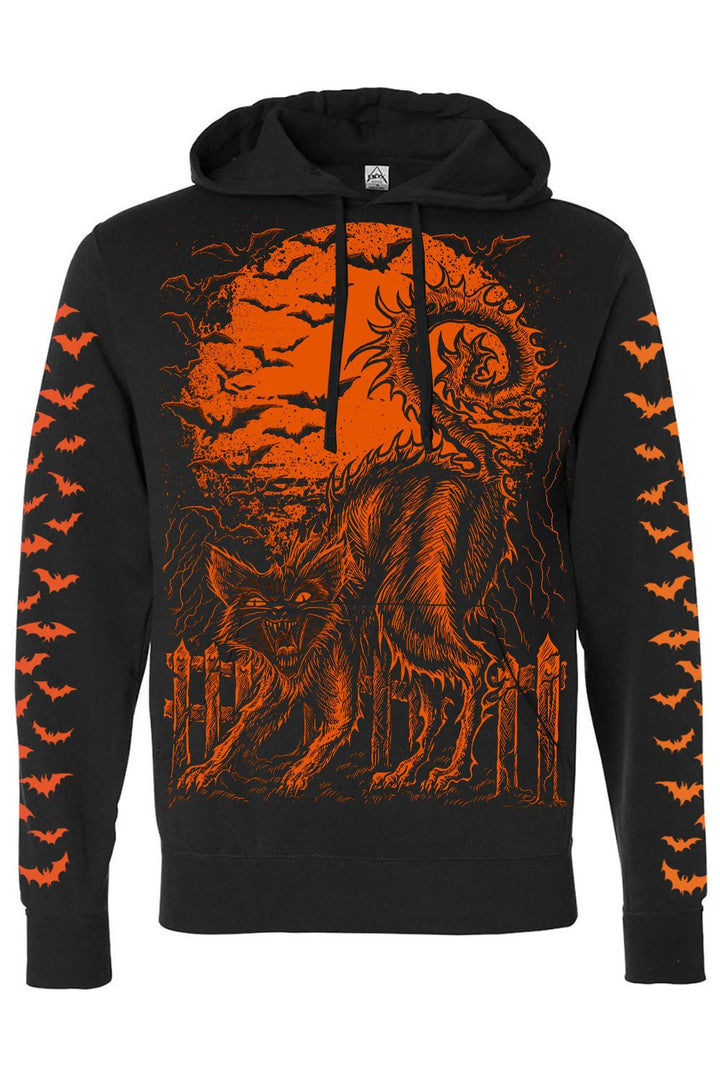 Halloween Cat Hoodie [PUMPKIN ORANGE] [Zipper or Pullover] - mens outerwear - VampireFreaks - VampireFreaks