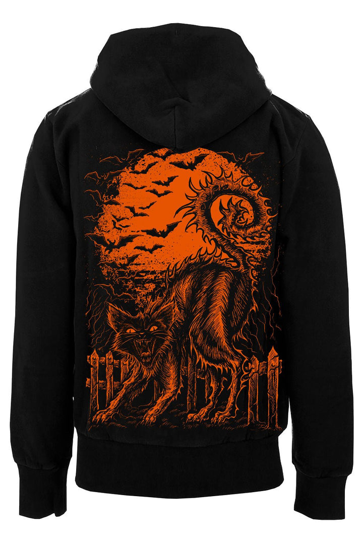 Halloween Cat Hoodie [PUMPKIN ORANGE] [Zipper or Pullover] - mens outerwear - VampireFreaks - VampireFreaks