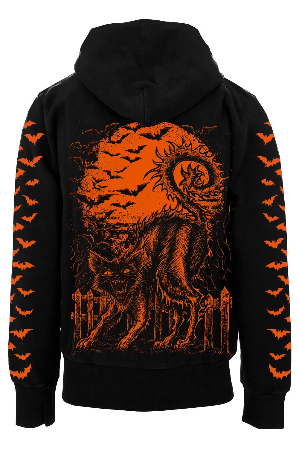 Halloween Cat Hoodie [PUMPKIN ORANGE] [Zipper or Pullover] - mens outerwear - VampireFreaks - VampireFreaks