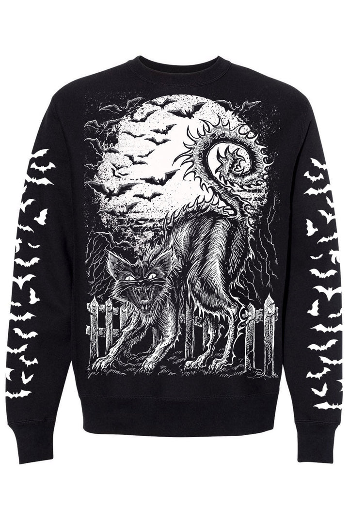 Halloween Cat Sweatshirt [BLACK/WHITE] - mens outerwear - VampireFreaks - VampireFreaks