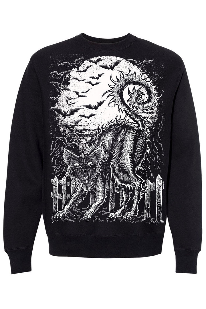 Halloween Cat Sweatshirt [BLACK/WHITE] - mens outerwear - VampireFreaks - VampireFreaks