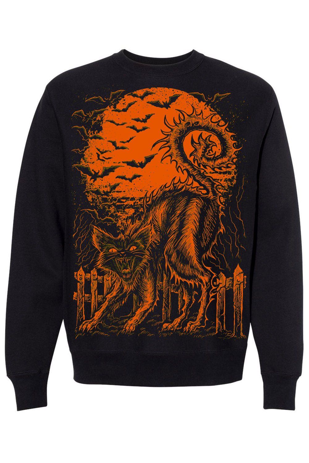 Halloween Cat Sweatshirt [PUMPKIN ORANGE] - mens outerwear - VampireFreaks - VampireFreaks