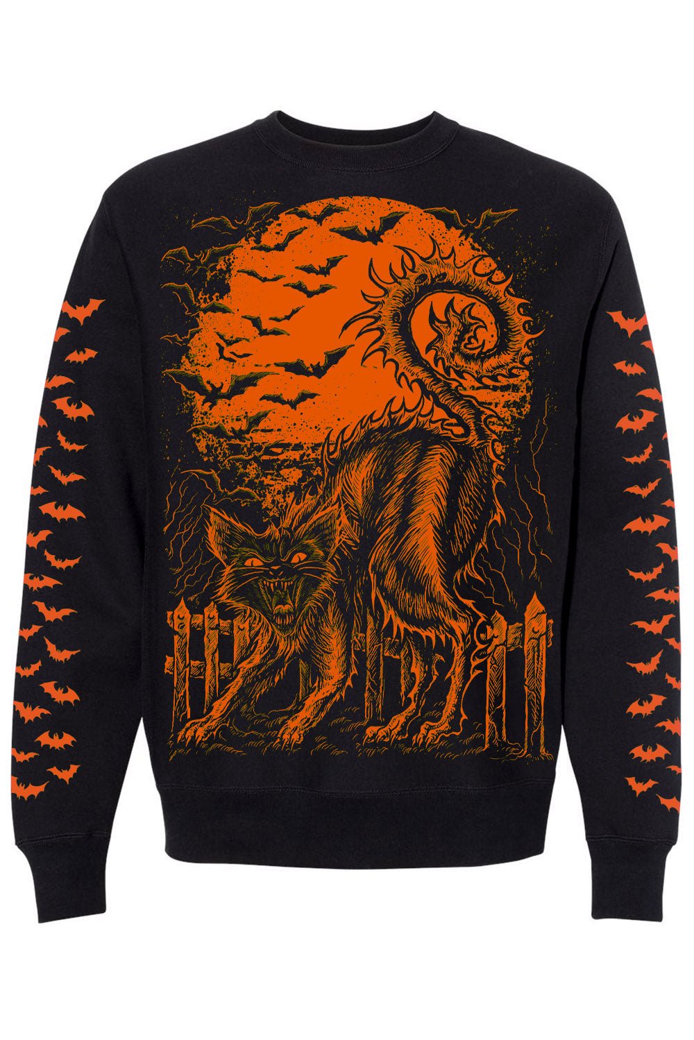 Halloween Cat Sweatshirt [PUMPKIN ORANGE] - mens outerwear - VampireFreaks - VampireFreaks