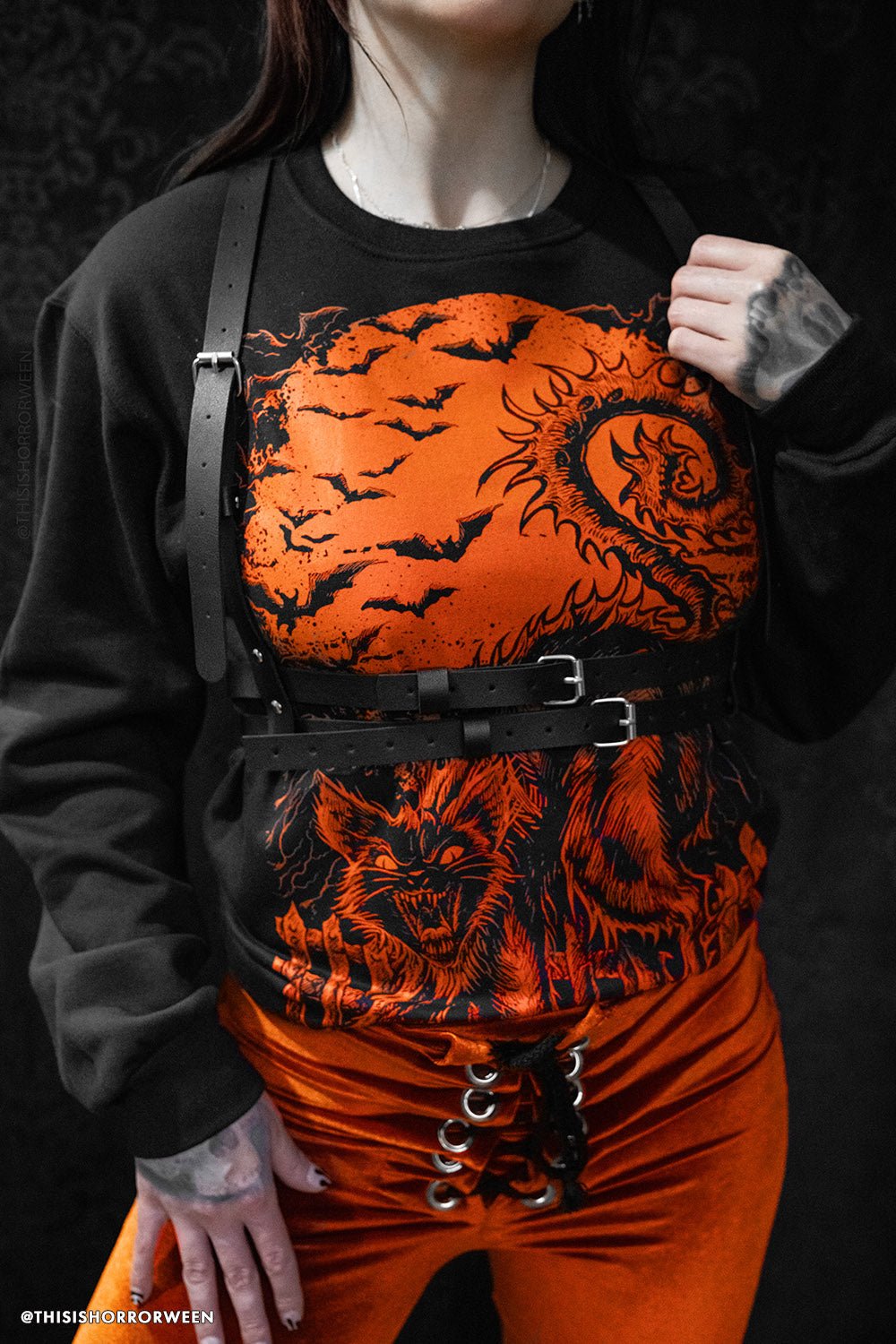 Halloween Cat Sweatshirt [PUMPKIN ORANGE]