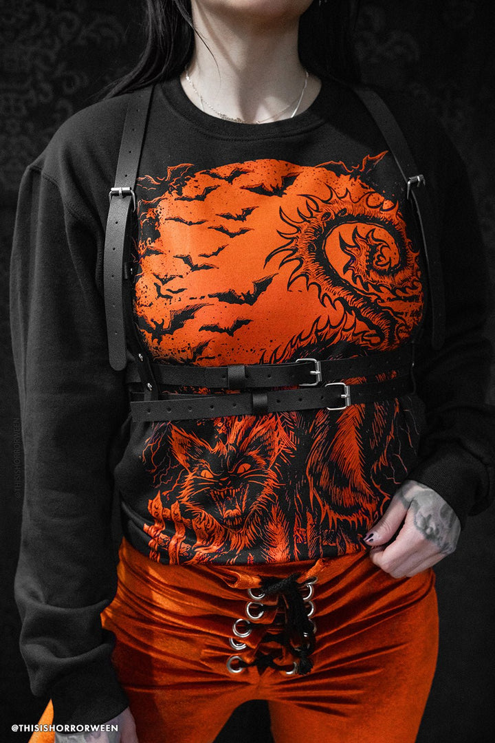 Halloween Cat Sweatshirt [PUMPKIN ORANGE] - mens outerwear - VampireFreaks - VampireFreaks