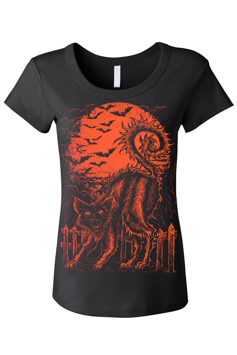 Halloween Cat T-shirt [PUMPKIN ORANGE] - graphic t-shirt - VampireFreaks - VampireFreaks