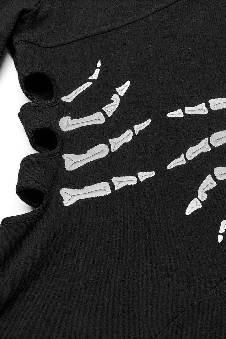 skeleton halloween black long maxi dress