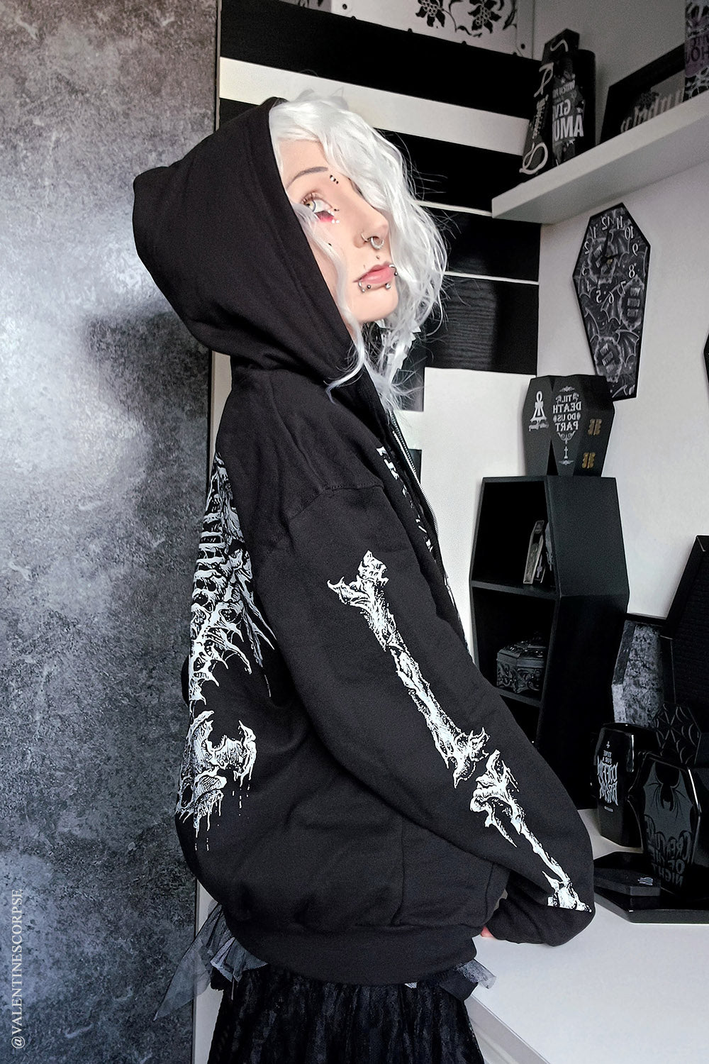 bone sleeve hoodie