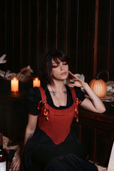 womens romantic ruffled orange corset top