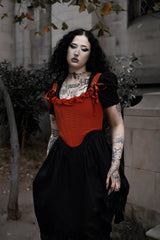 lace-up orange corset top