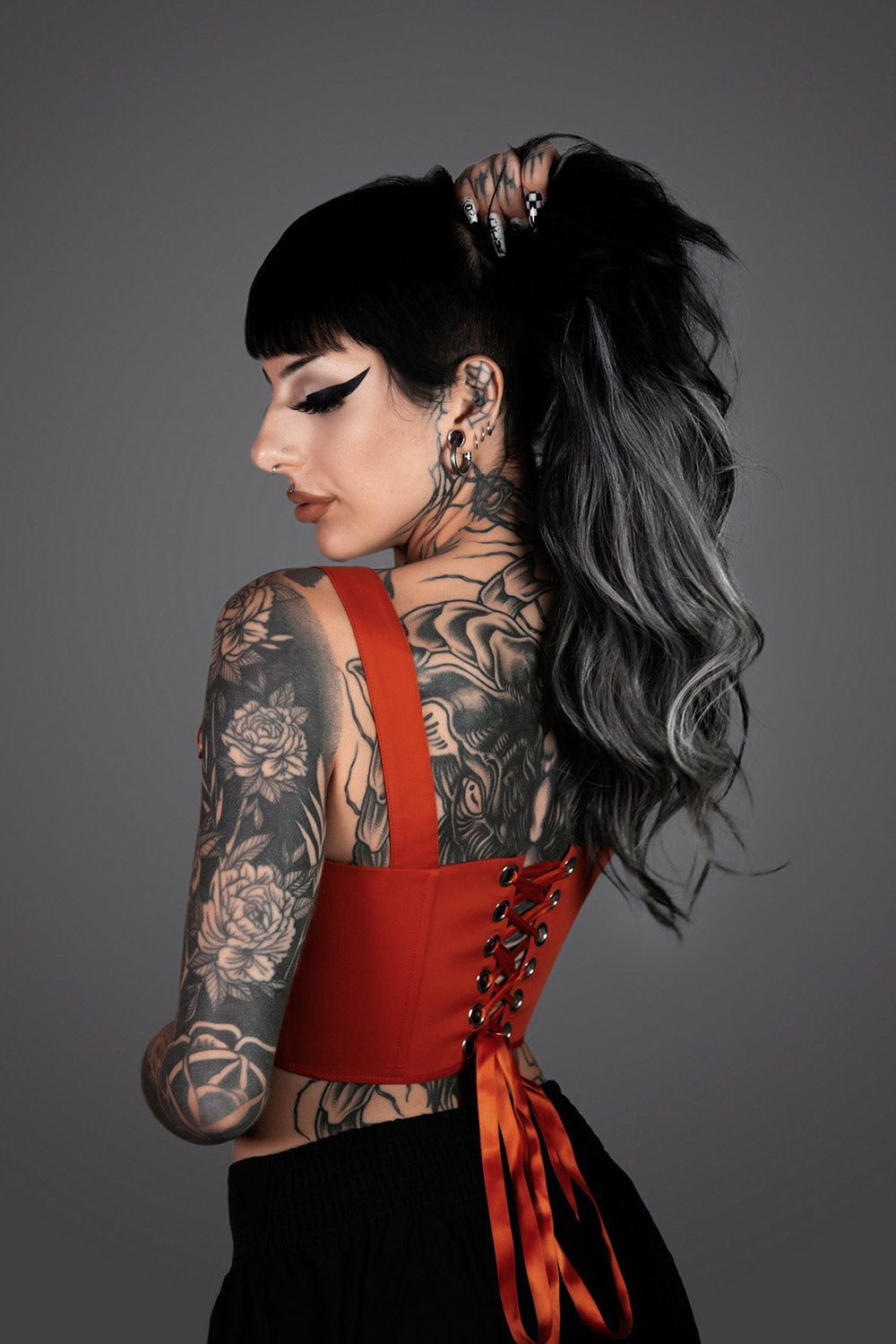 dark orange corset top