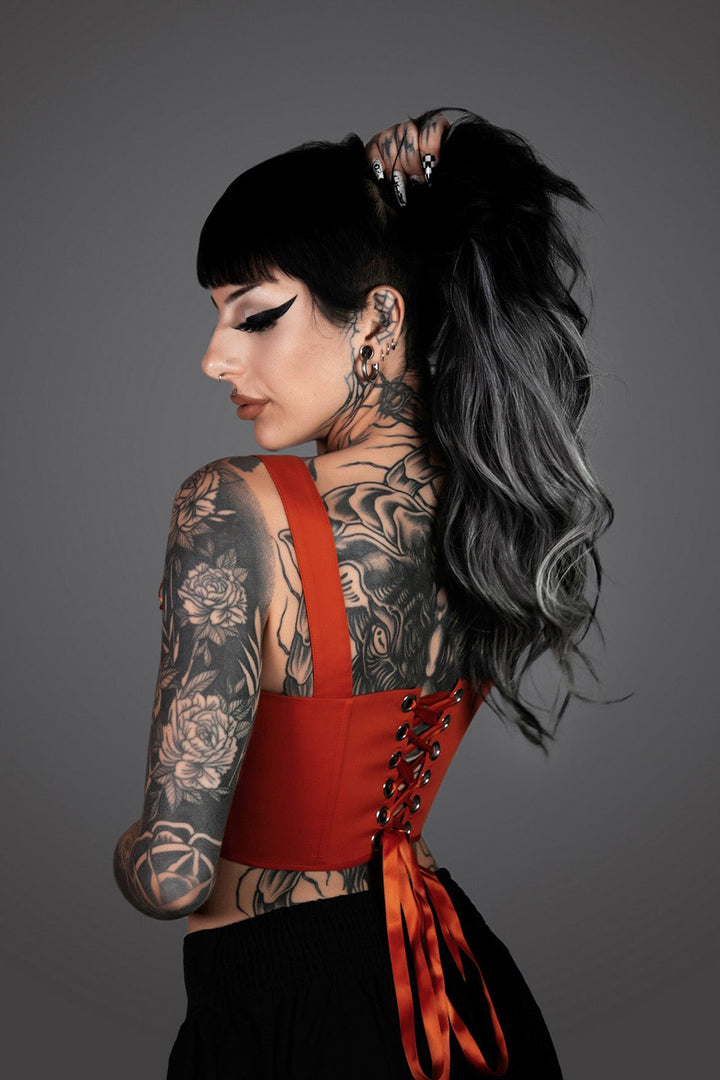 dark orange corset top