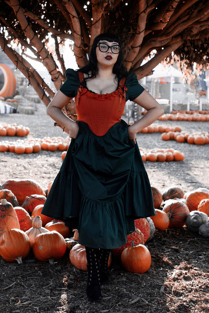 dark halloween pumpkin orange corset top
