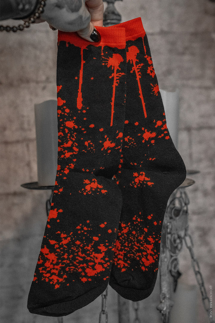 blood splatter knitted socks 