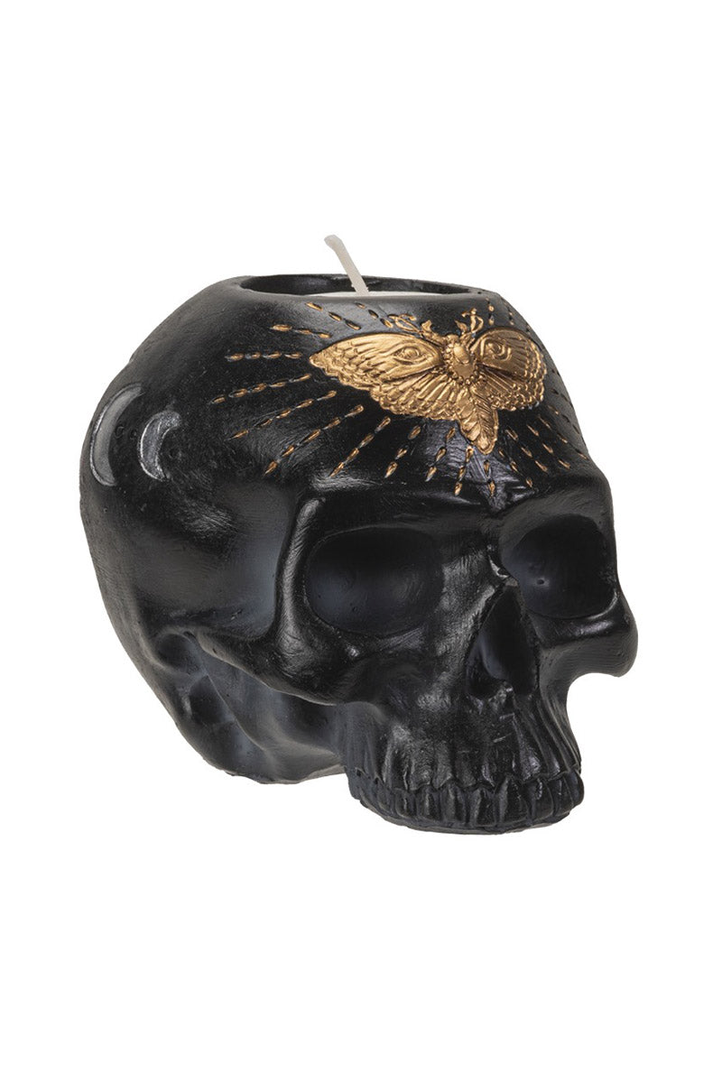 black skull tealight candle holder