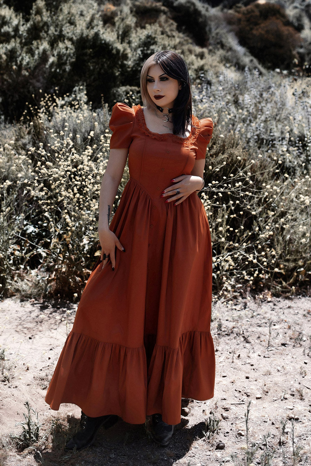  halloween orange dress with ruffle hem