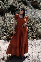  halloween orange dress with ruffle hem